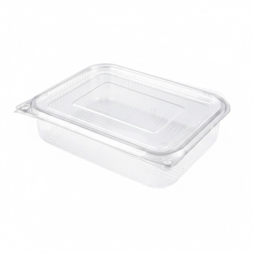 50 Vaschette Rettangolari PET 195x145x50 mm coperchio attaccato 1300 ml