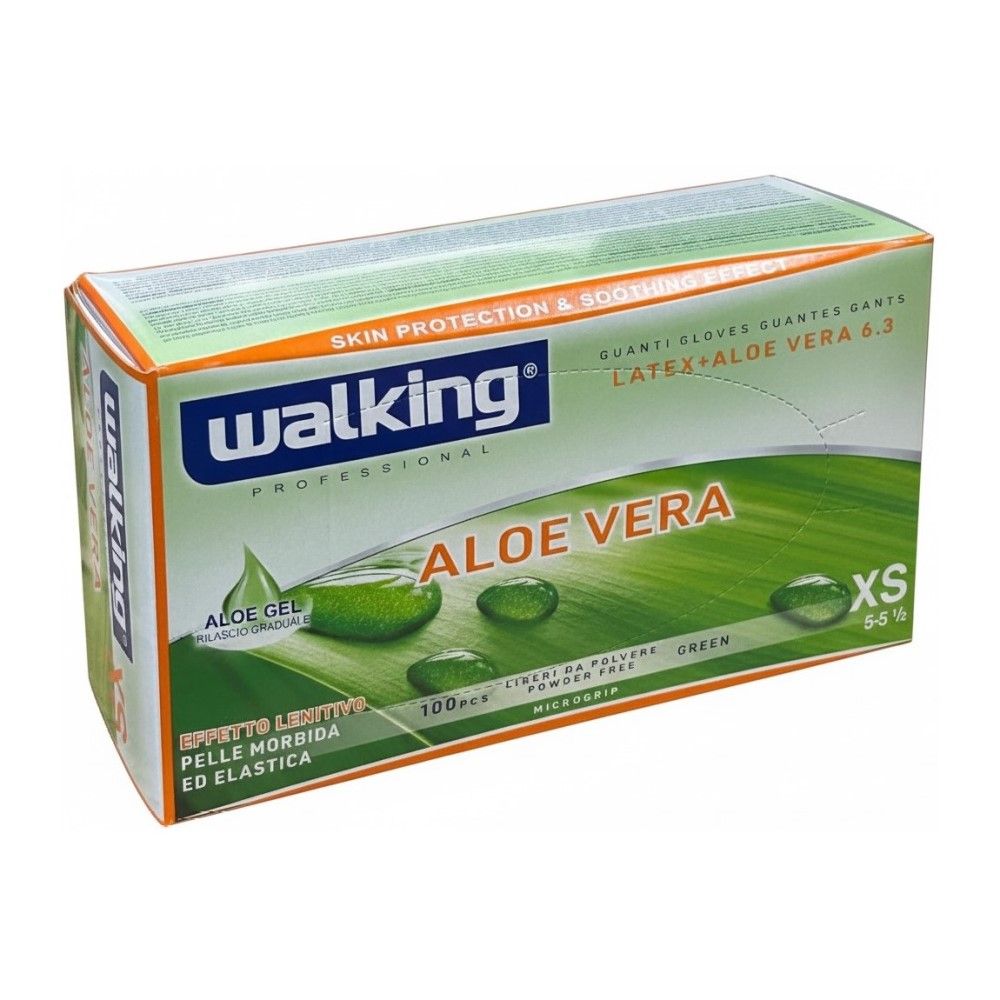 Guanti in lattice WALKING con ALOE VERA - 6.3 gr - TG XS - 100 pz