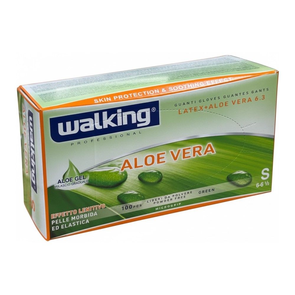 Guanti in lattice WALKING con ALOE VERA - 6.3 gr - Taglia S - 100 pz