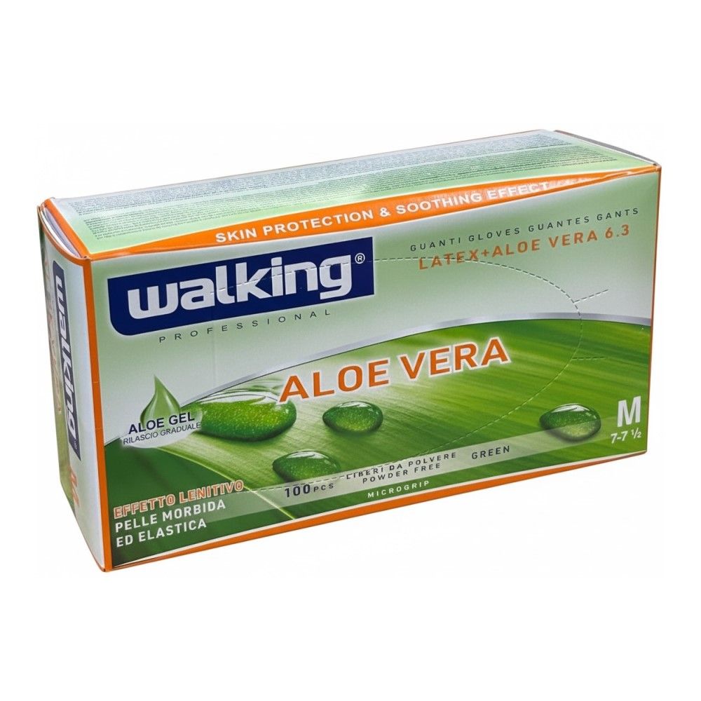 Guanti in lattice WALKING con ALOE VERA - 6.3 gr - Taglia M - 100 pz
