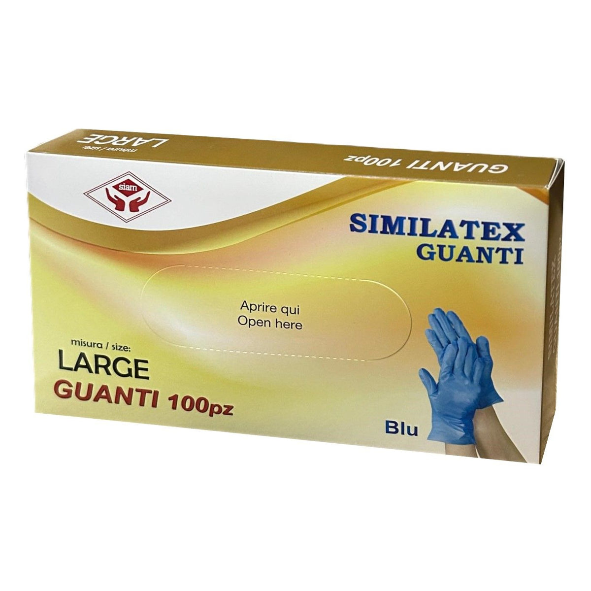 100 Guanti BLU monouso in SIMILATEX taglia L - no polvere - no lattice