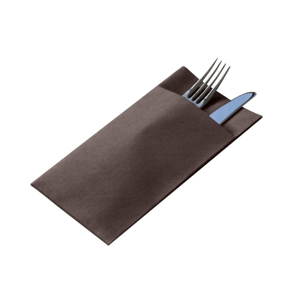 50 Tovaglioli in AIRLAID 33x40cm con Tasca Portaposate colore CIOCCOLATO