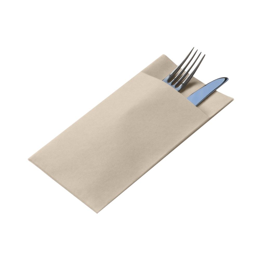 50 Tovaglioli in AIRLAID 33x40 cm con Tasca Portaposate colore SABBIA