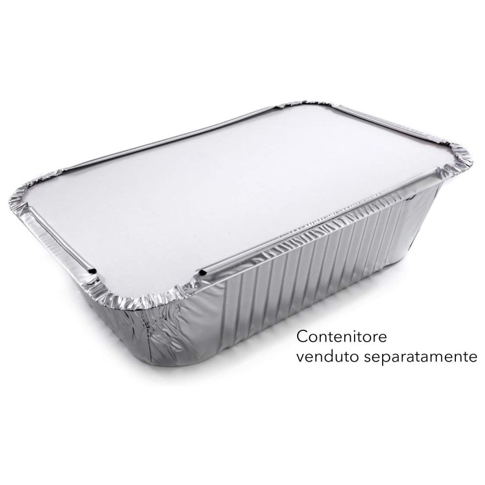 100 COPERCHI 21.2x16.2 cm x Vaschette Alluminio R51 - 4 porzioni bordo L