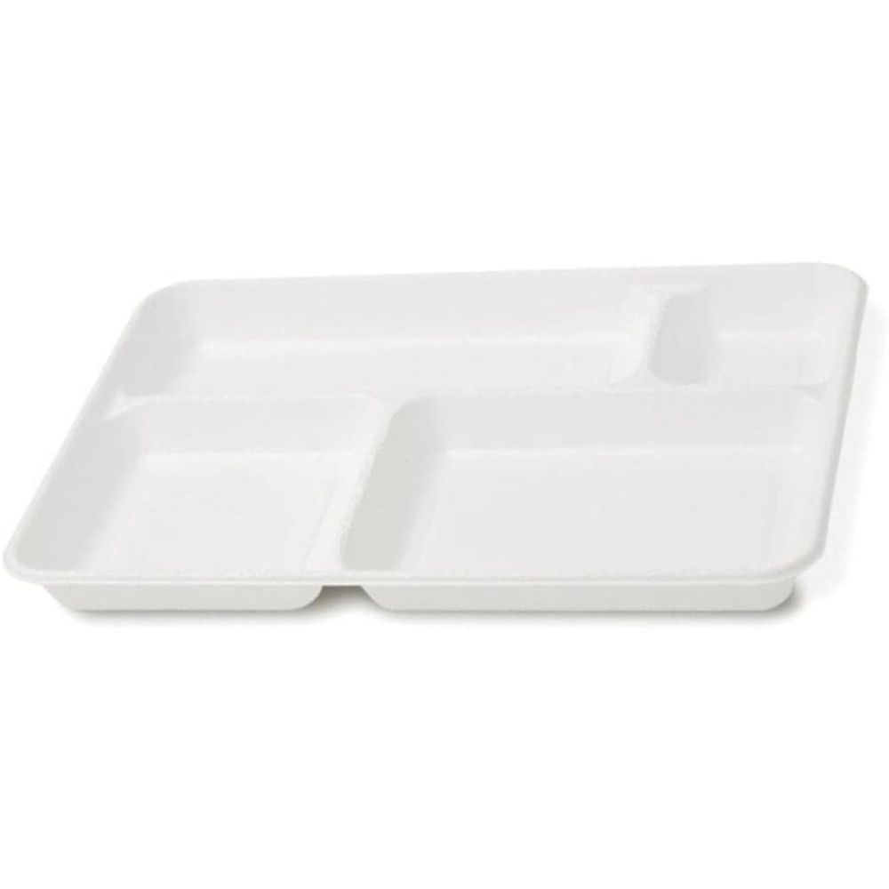 20 PZ Vassoio Rettangolare 4 scomparti BIOCOMPOSTABILE 37x27 cm