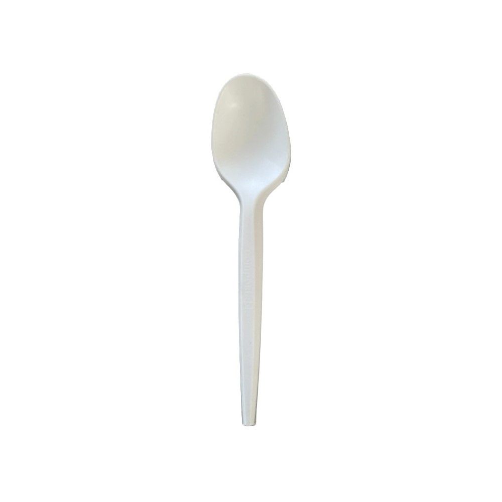 100 CUCCHIAINI Dessert in CPLA Compostabili Biodegradabili colore Bianco