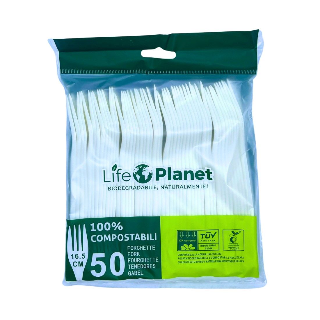 50 FORCHETTE in CPLA Compostabili e Biodegradabili colore Bianco