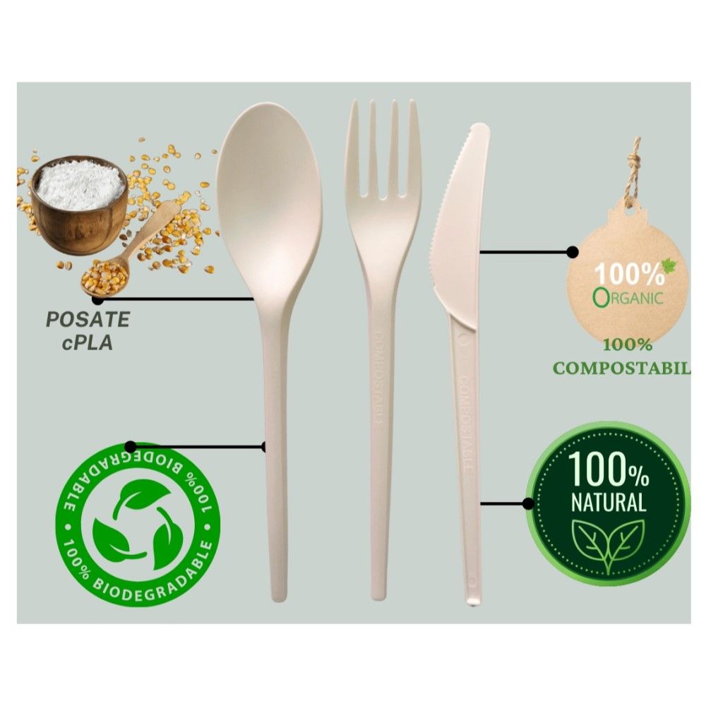 50 COLTELLI in CPLA Compostabili e Biodegradabili colore Bianco