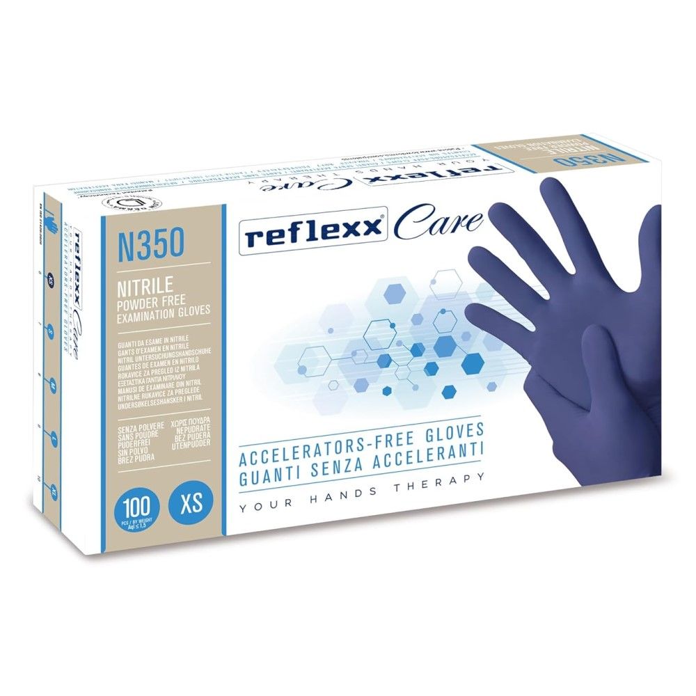 REFLEXX N350 Guanti in Nitrile IPOALLERGENICI - 3.2 gr - TG XS - 100 pz