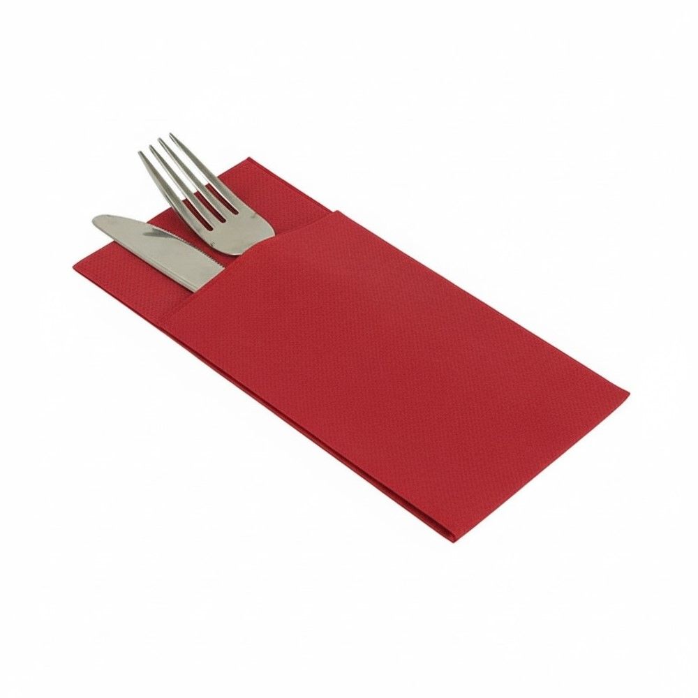 50 Tovaglioli Pocket AIRLAID DRY ROSSO 40x35 cm con Tasca Portaposate