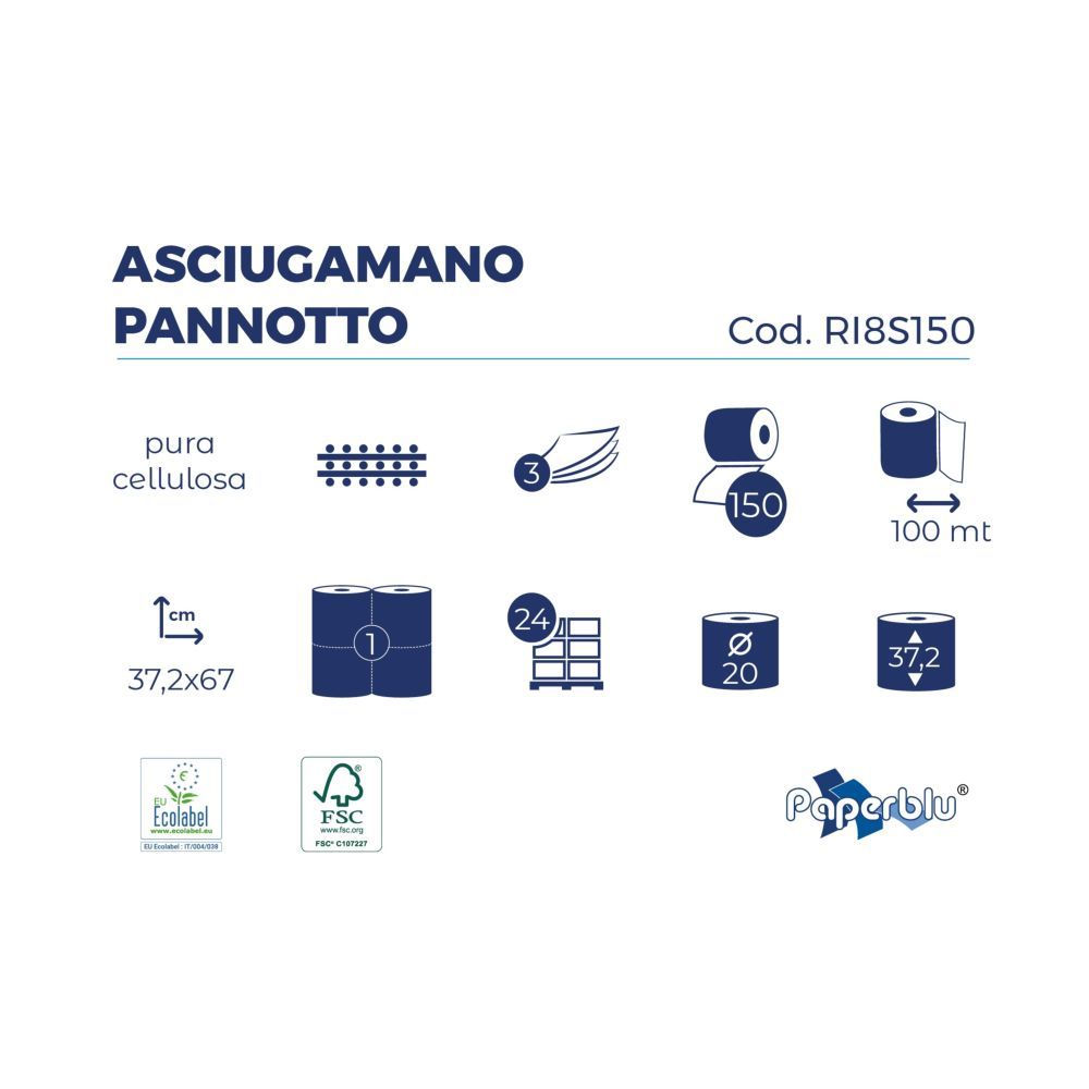 Paperdi PANNOTTO 150 asciugamani monouso pura cellulosa 3 veli 37X67cm