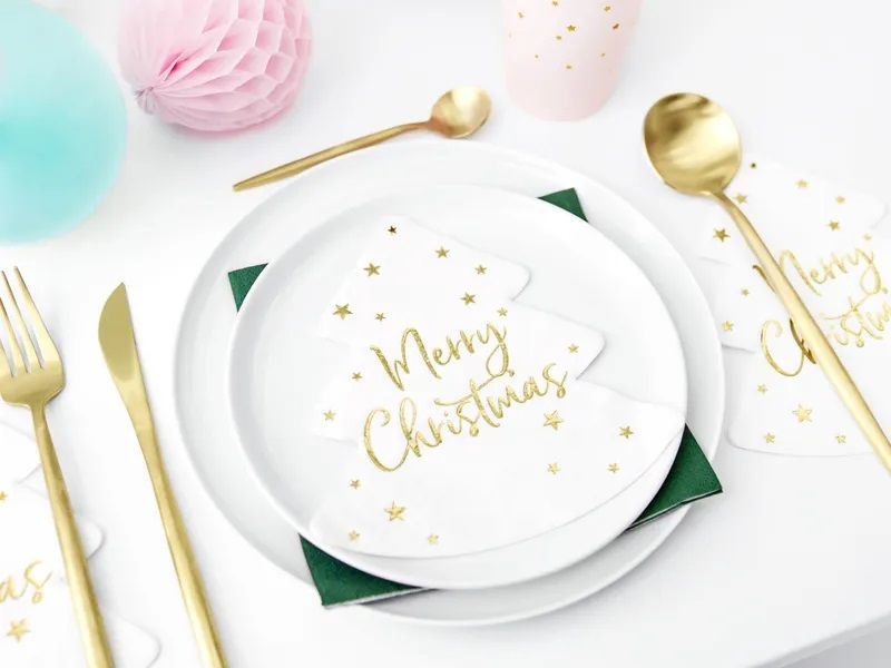 Confezione 20 pz Tovaglioli carta ALBERO DI NATALE MERRY CHRISTMAS