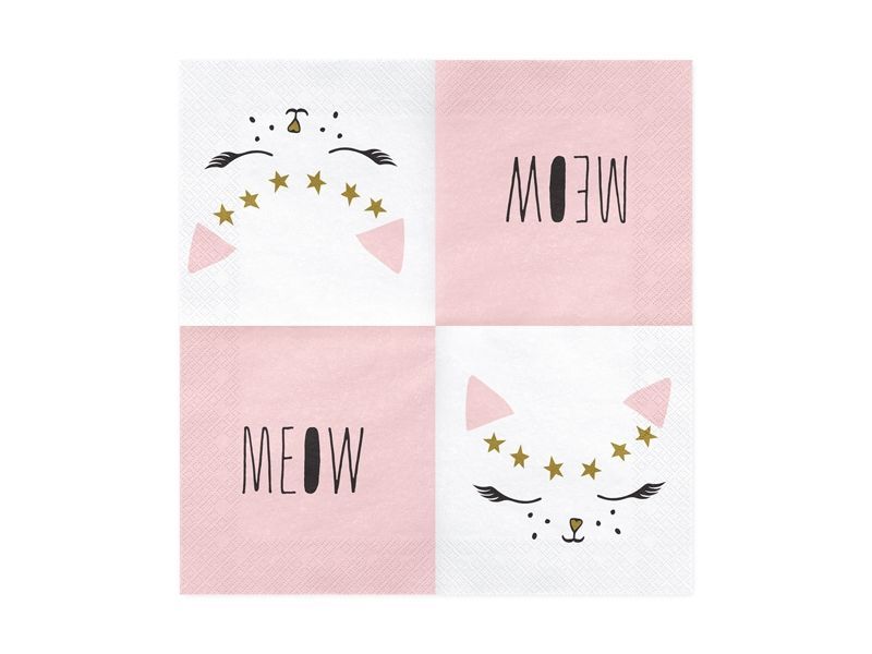 20 PEZZI Tovaglioli Tovagliolo carta CON GATTO MEOW per feste e party