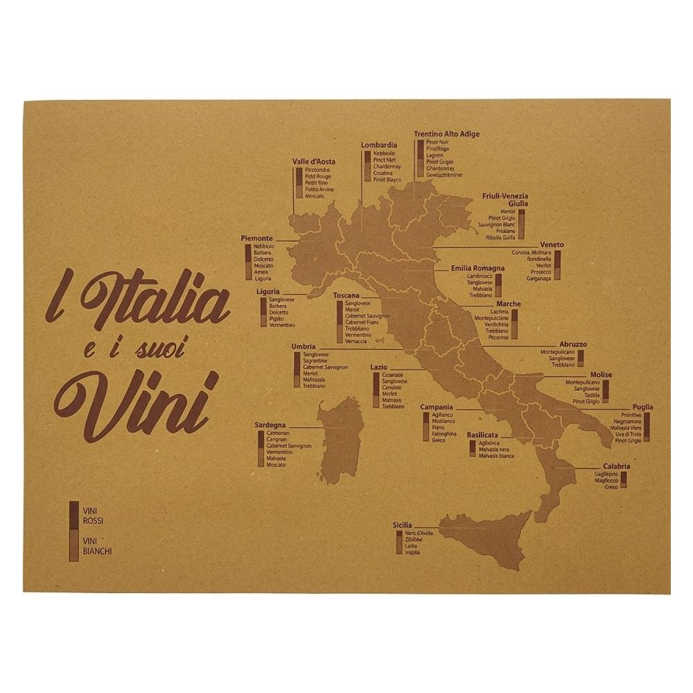 200 Tovagliette Sottopiatti VITIGNI D'ITALIA in Carta PAGLIA 30x40 cm