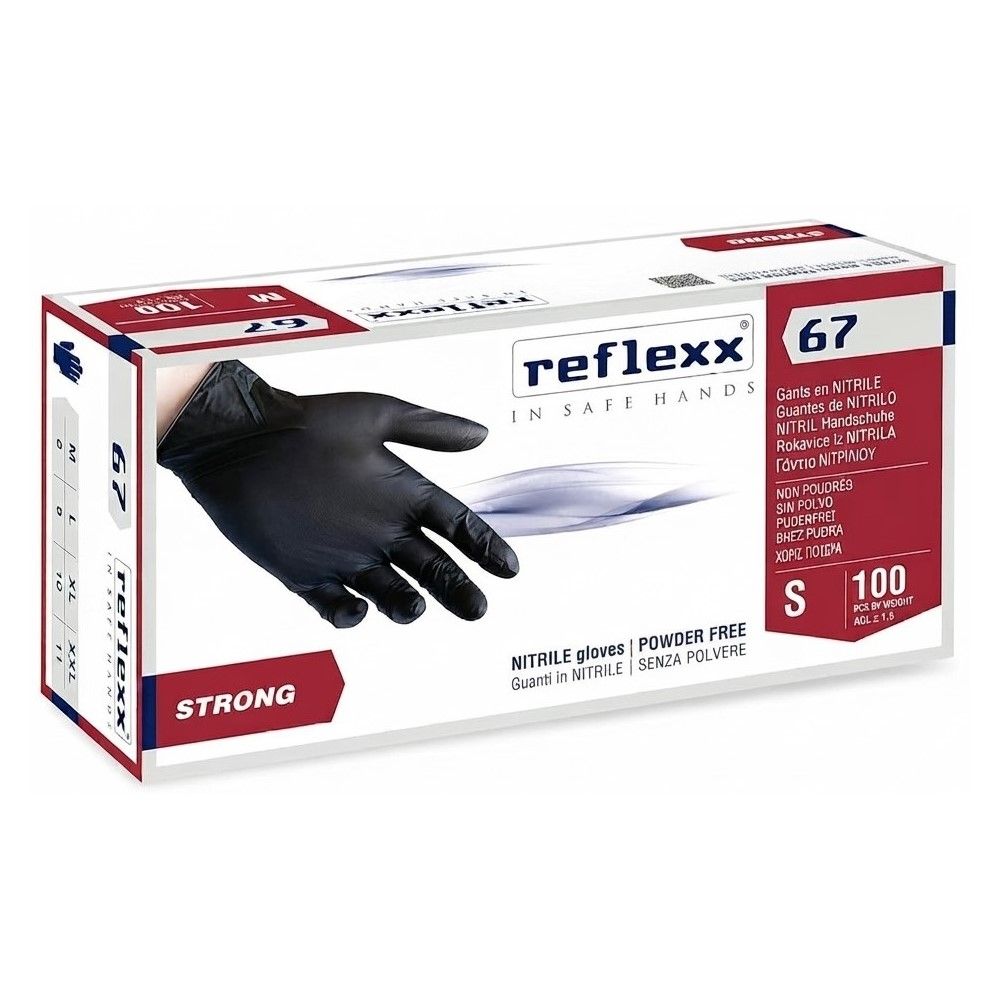 REFLEXX R67 Guanti in nitrile NERO ALTO SPESSORE 5.5 gr 100 pz - TG S