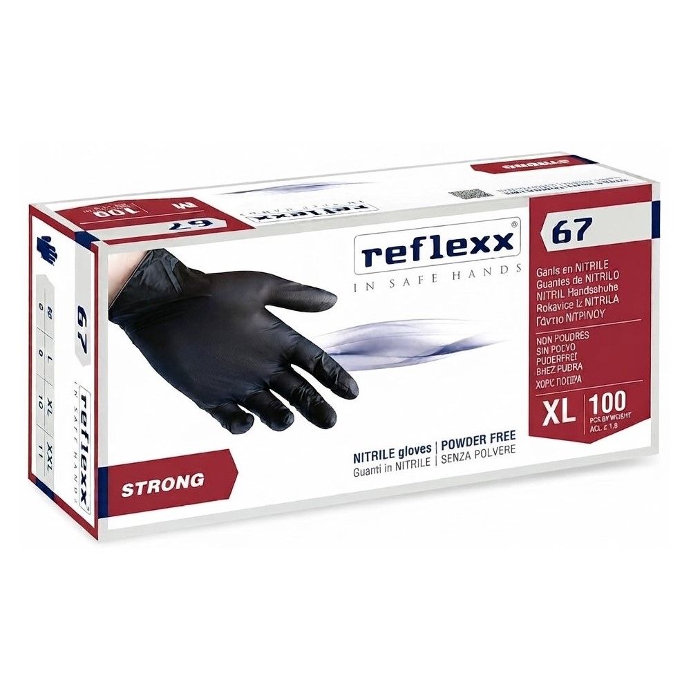 REFLEXX R67 Guanti in nitrile NERO ALTO SPESSORE 5.5 gr 100 pz - TG XL