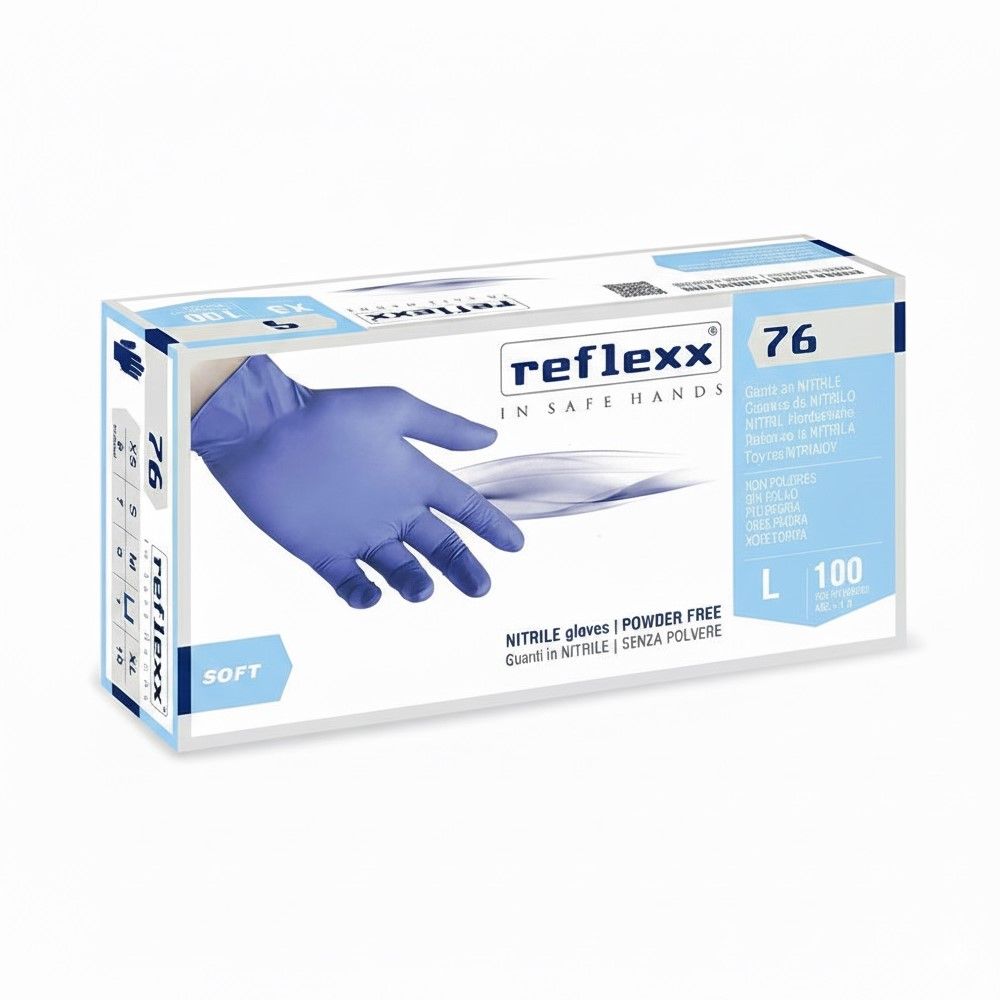REFLEXX R76 Guanti in nitrile senza polvere 3.5 gr TG L - 100 PZ