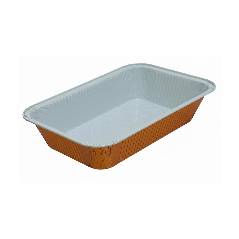 20 Vaschette Alluminio R22 RAMATE E LACCATE 21x14 cm 2 porzioni Bordo G