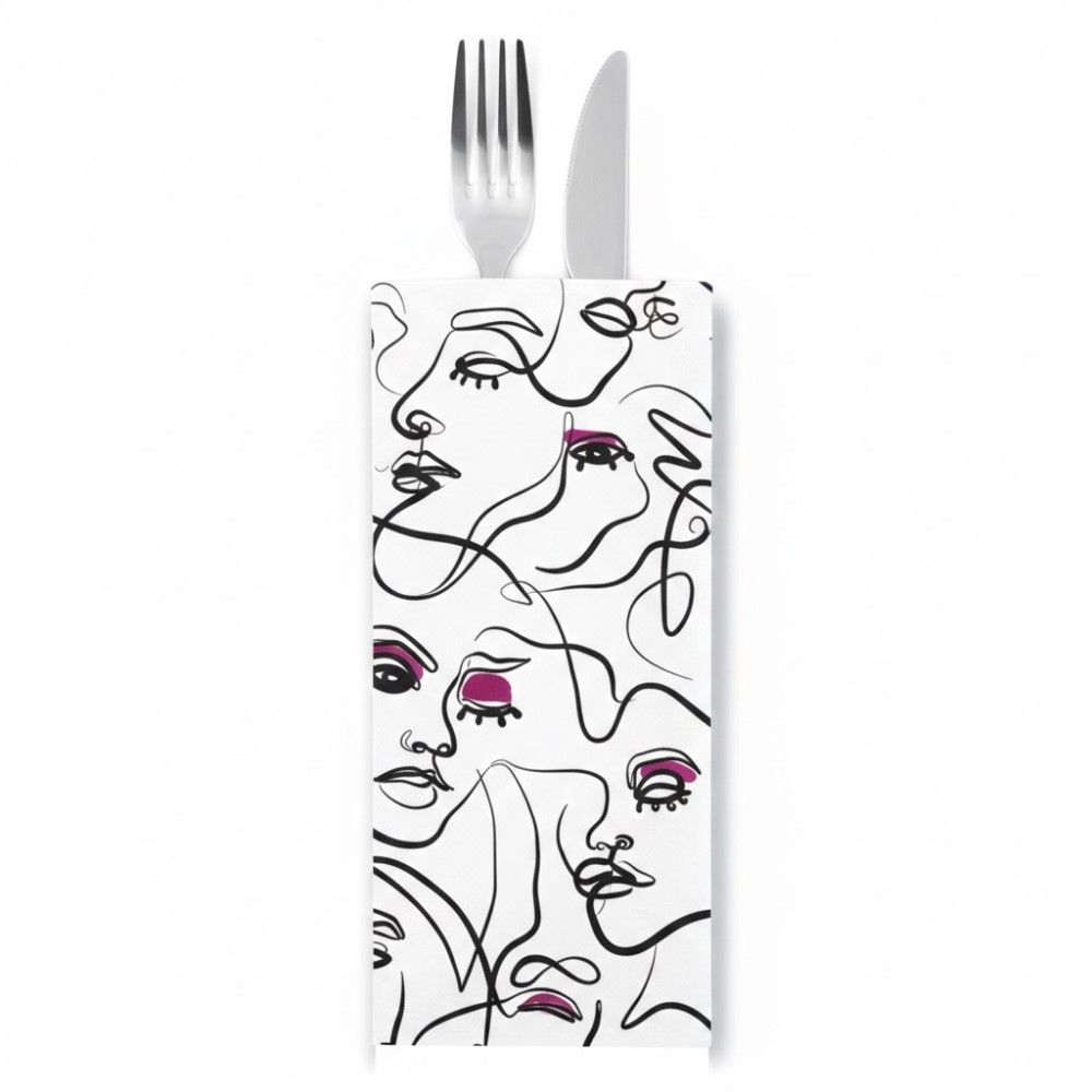 125 Buste Portaposate FASHION con tovagliolo bianco 2 veli 38x38 cm