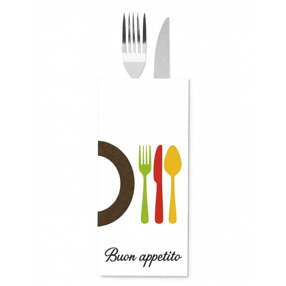 125 Buste Portaposate ALLEGRE POSATE c/tovagliolo bianco 2 veli 38x38 cm