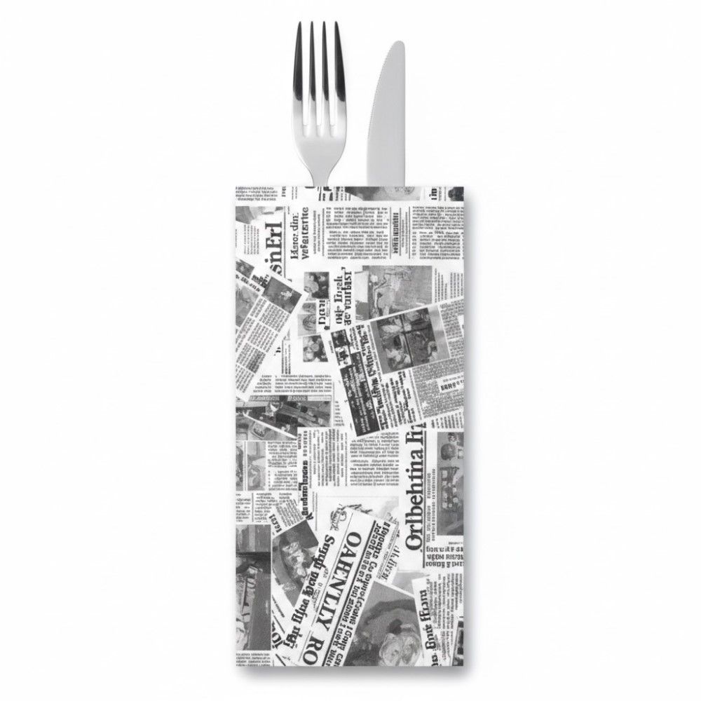 125 Buste Portaposate GIORNALE con tovagliolo bianco 2 veli 38x38 cm