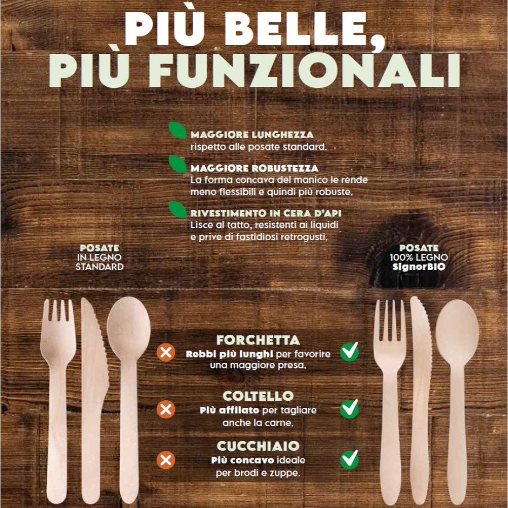 100 Cucchiai monouso in Legno di Betulla da 16.5 cm - Biodeagradabili -