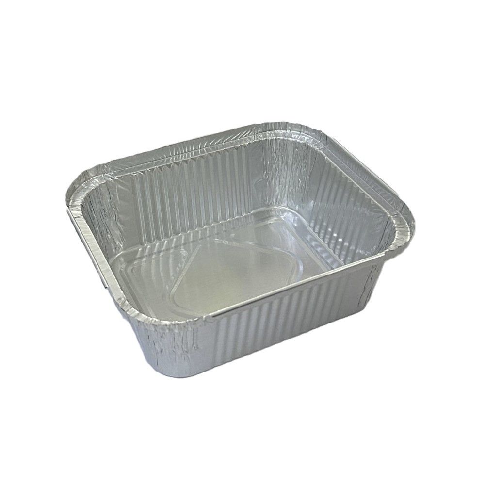 100 Contenitori Vaschette Alluminio R10 14.4x12 cm - 1 porzione bordo L