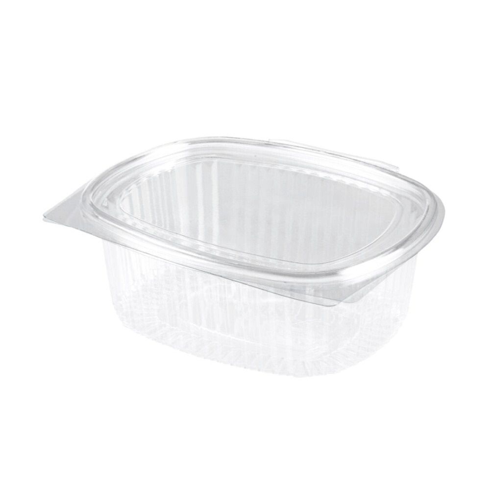 50 Vaschette Ovali PET 130x98x50 mm coperchio attaccato 500 ml