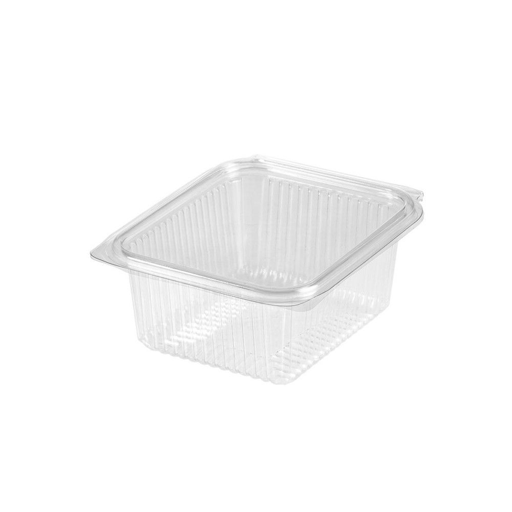 50 Vaschette Rettangolari in PET 102x95x55 mm coperchio attaccato 375 ml