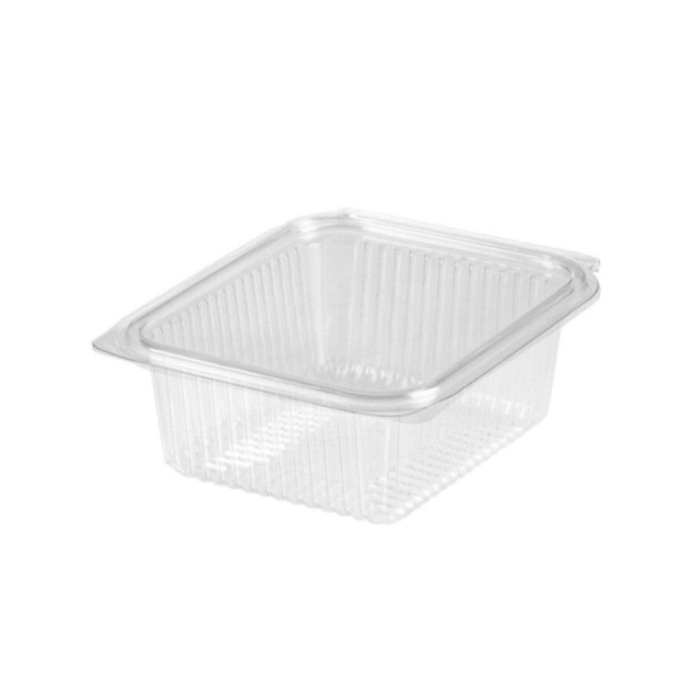 50 Vaschette Rettangolari PET 160x115x5 mm coperchio attaccato 750 ml