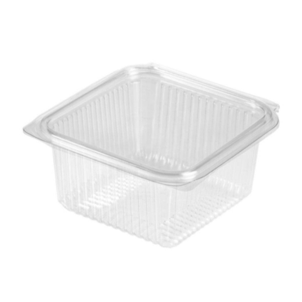 60 Vaschette Rettangolari PET 165x163x65 mm coperchio attaccato 1500 ml