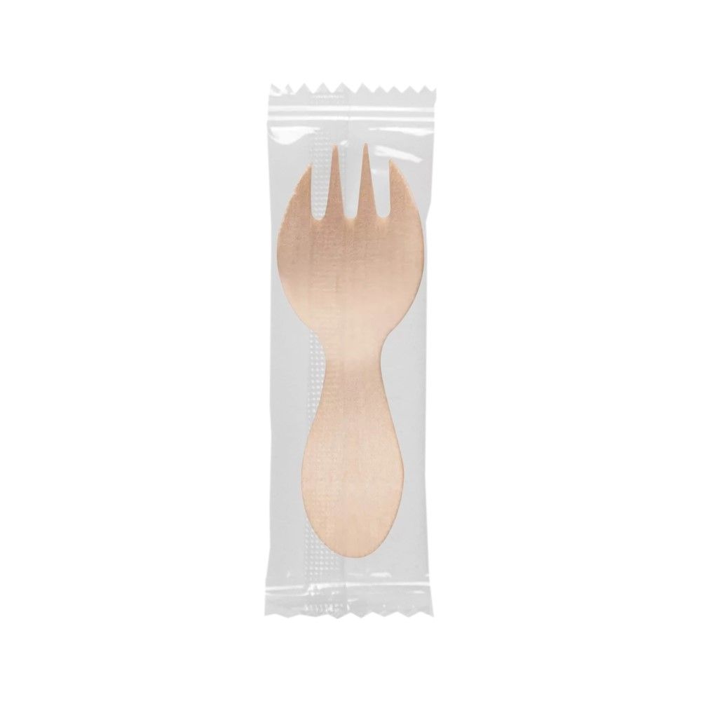100 Forchettine Finger Food in Legno di Betulla da 8 cm Imbustate