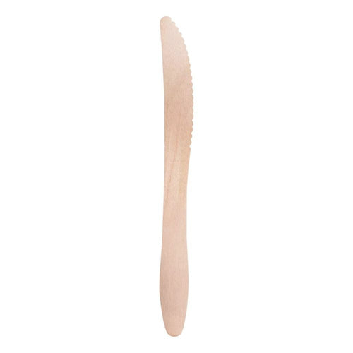 100 Coltelli monouso in Legno di Betulla da 16.5 cm - Biodeagradabili -