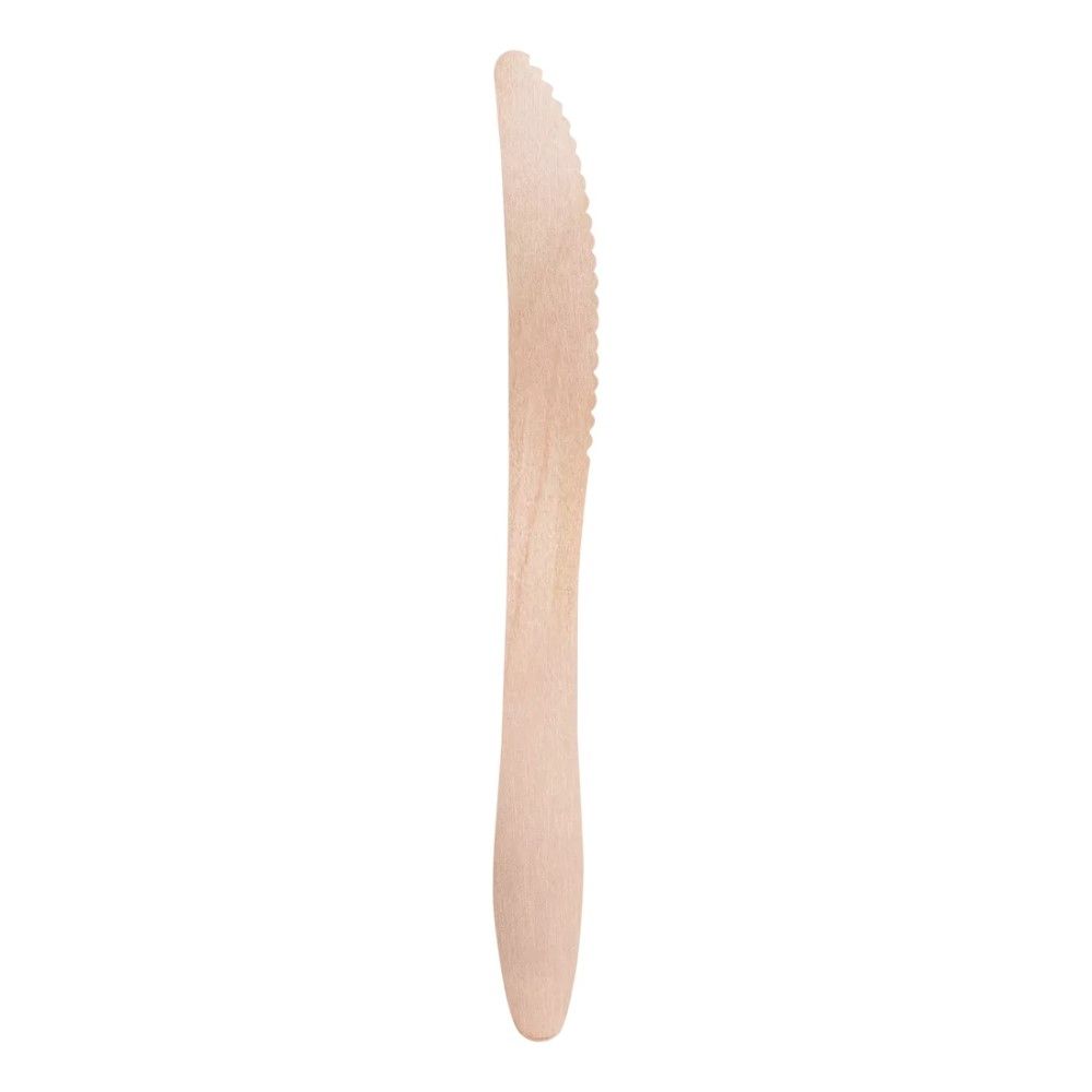 100 Coltelli monouso in Legno di Betulla da 16.5 cm - Biodeagradabili -