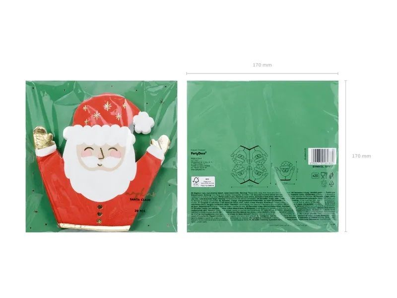 Confezione 20 pz TOVAGLIOLI carta BABBO NATALE 16x15 cm
