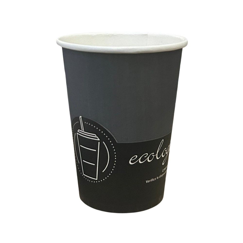 50 Bicchieri carta decorati NERO da 350 ML - ecologici e riciclabili