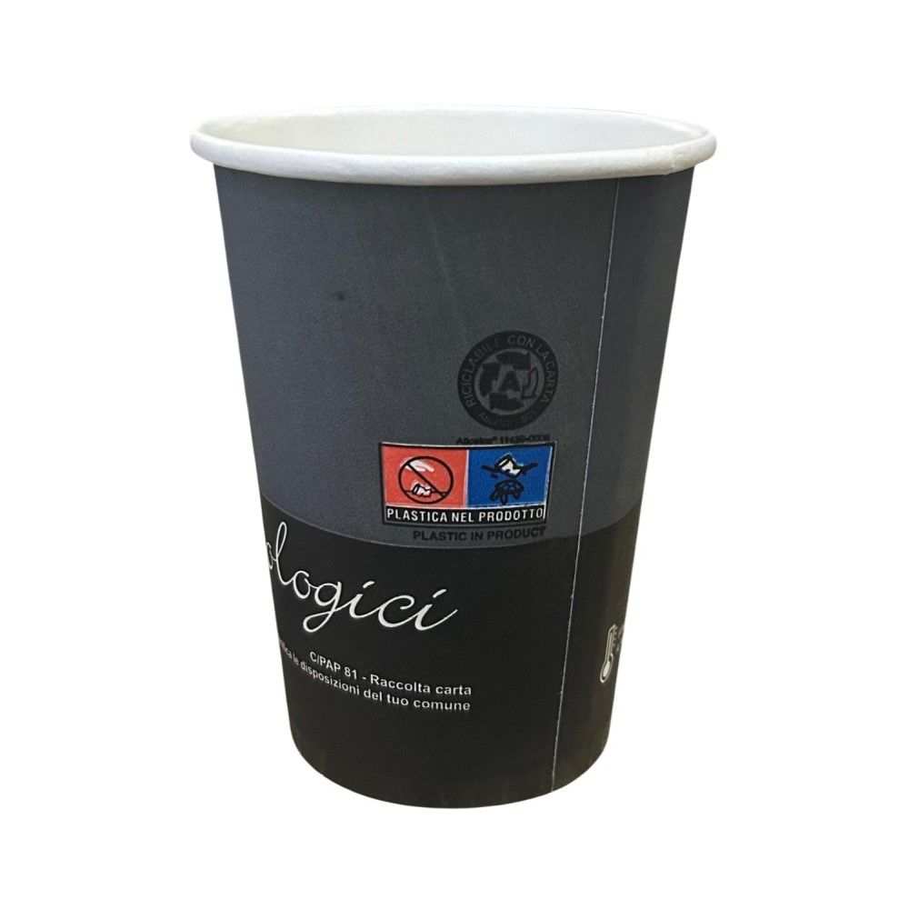 50 Bicchieri carta decorati NERO da 350 ML - ecologici e riciclabili