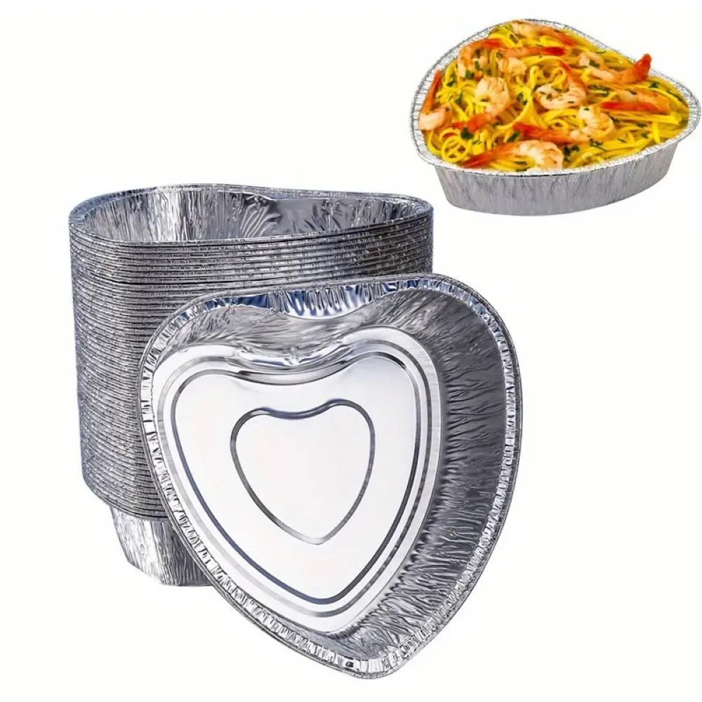 50 Vaschette Alluminio a forma di CUORE 14x13.5 cm