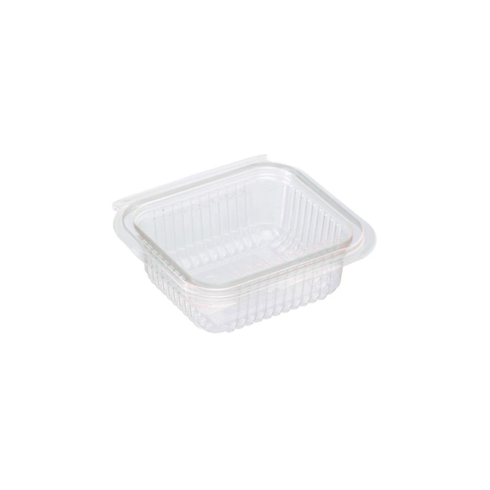 100 Vaschette Trasparenti in PET con coperchio incernierato da 375 ml