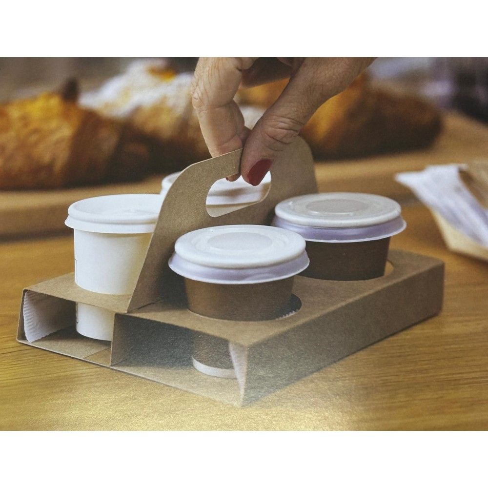 Vassoio carta Avana ESPRESSO 2 caffè asporto 2 Posti 15.5x6.5x2.5 cm