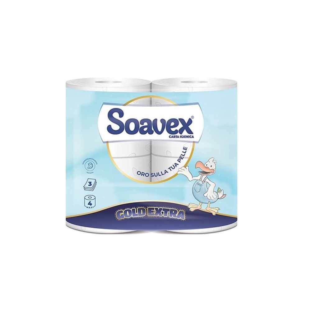 SOAVEX 4 Rotoli maxi Carta igienica 3 veli 350 strappi pura cellulosa