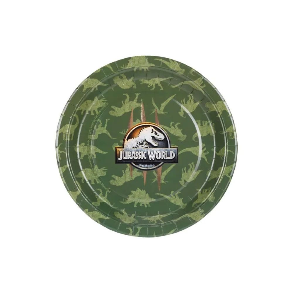 6 Piatti di carta per festa JURASSIC WORLD da 23 cm