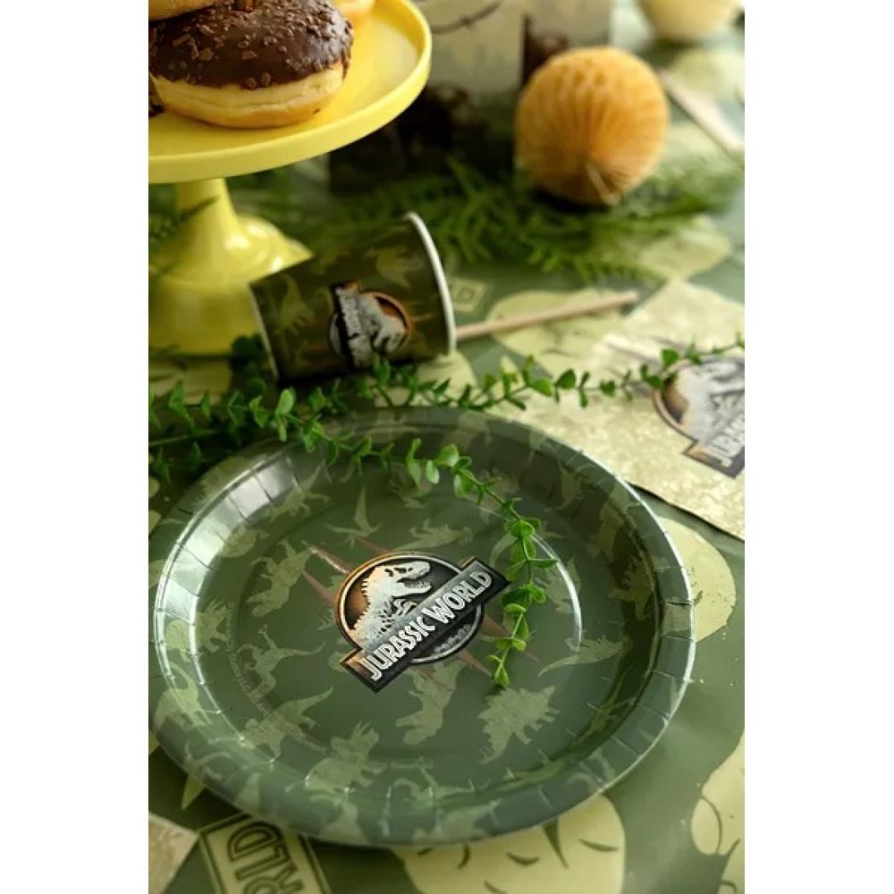 6 Piatti di carta per festa JURASSIC WORLD da 23 cm